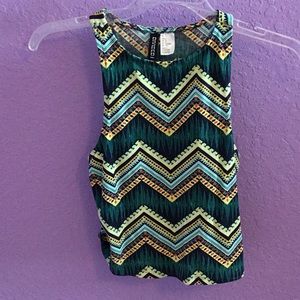 Green multicolor cropped tank top
